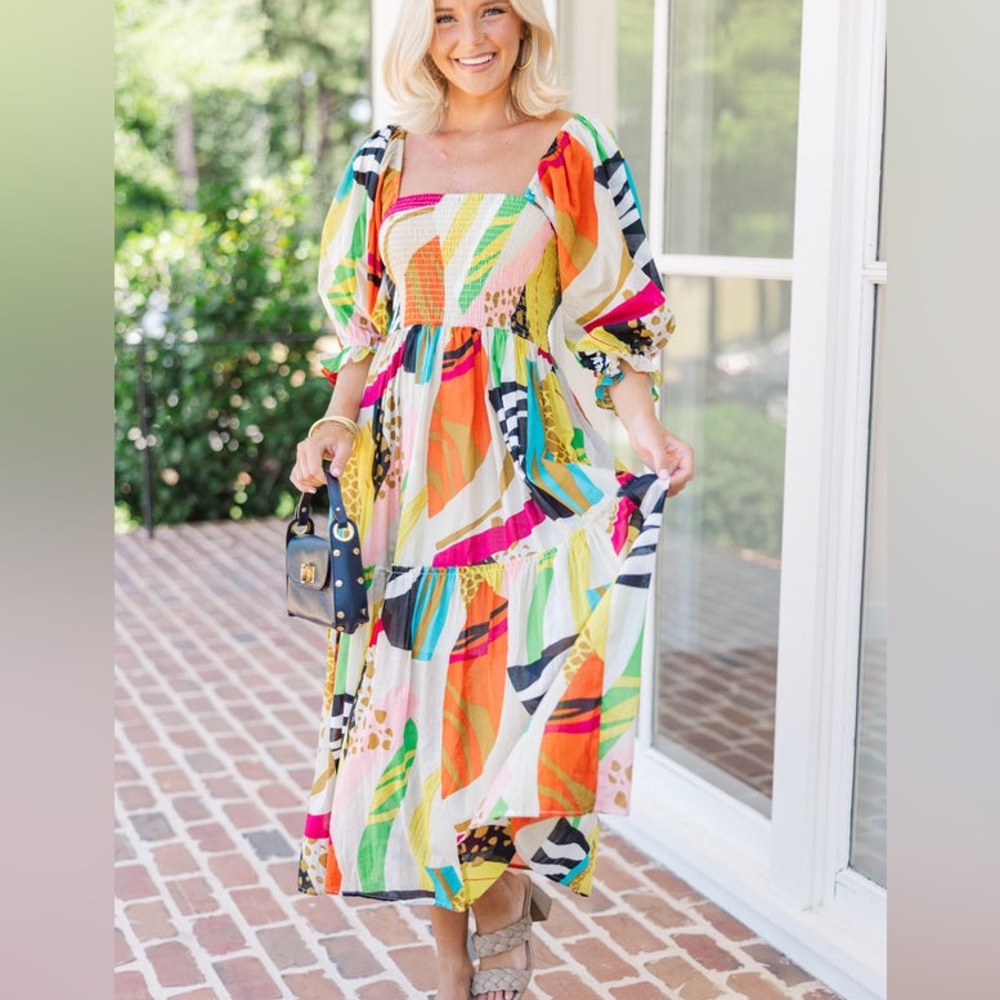 Fate Bring Your Love‎ Rust Orange Abstract Dress